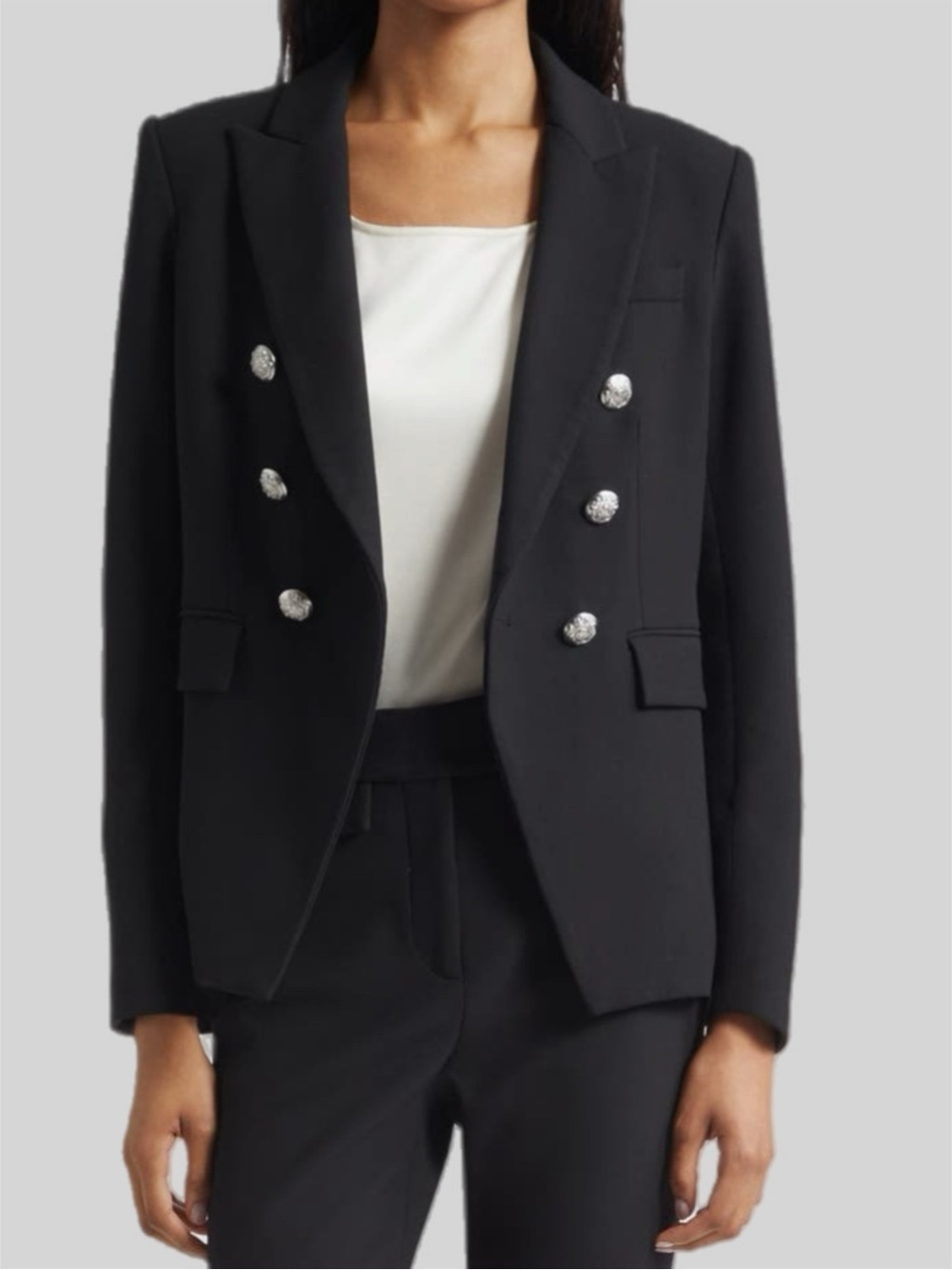 Veronica Beard Black Miller Dickey Jacket with Silver Buttons - Picture 2 of 11